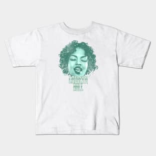 Retro Lauryn Hill Green Distressed Kids T-Shirt